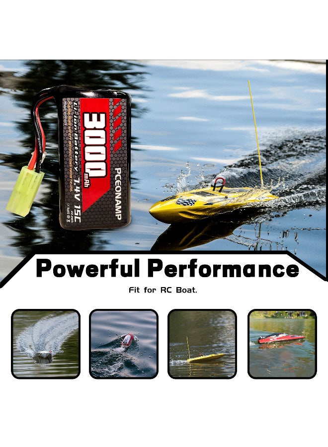 بيسيونأمب بطارية ليثيوم أيون 7.4V 3000mAh 2S قابلة لإعادة الشحن بطارية RC عالية القدرة مع كابل شاحن USB 2 لقارب التحكم عن بعد - Image 5
